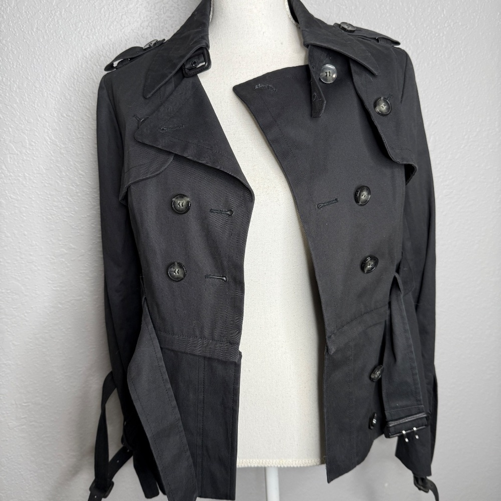 All Saints Black short  trench style short coat Jacket -cp - Picture 11 of 16
